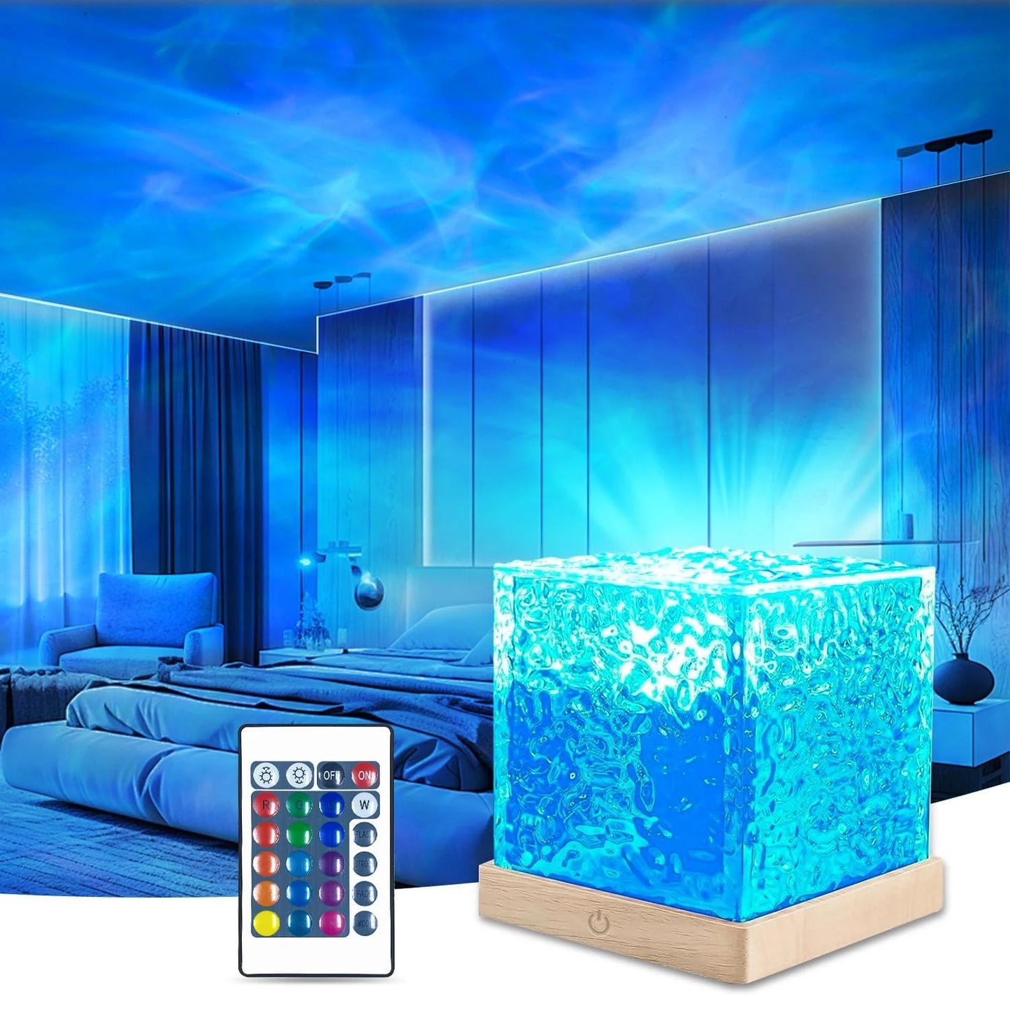northern lights cube lamp ocean wave lamp water projector light luminorthe cube lamp lumena lights cube bedroom decor 16 colors