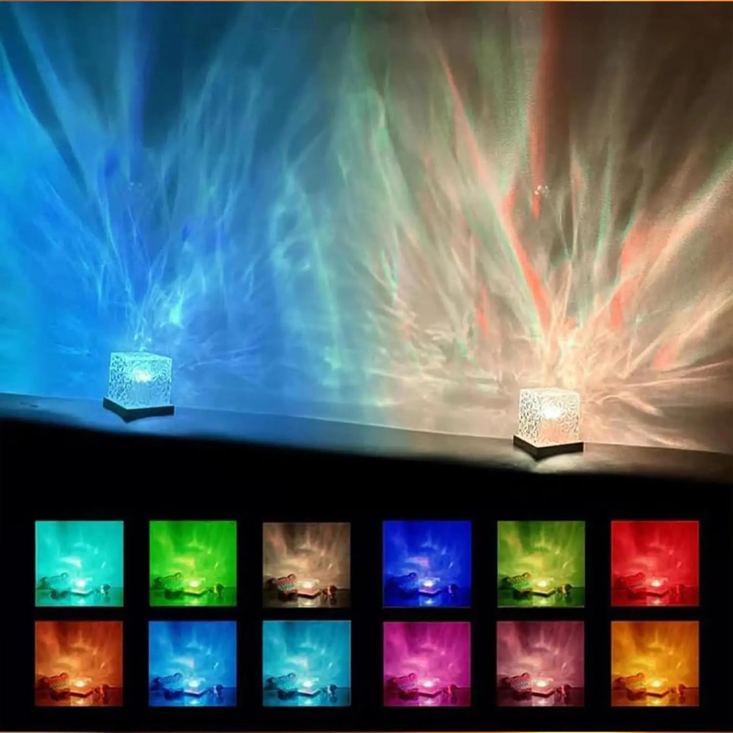 northern lights cube lamp ocean wave lamp water projector light luminorthe cube lamp lumena lights cube bedroom decor 16 colors